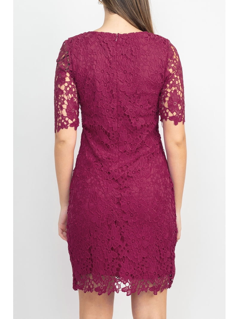 women's nina leonard floral lace sheath cocktail dress Floral Sleeve Sheath Dress (Women)