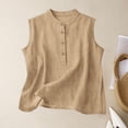 thumbnail image 3 of cocolona Womens Summer Linen Tank Tops Button Crew Neck Sleeveless Shirts Casual Solid Color Lightweight Blouses, 3 of 4