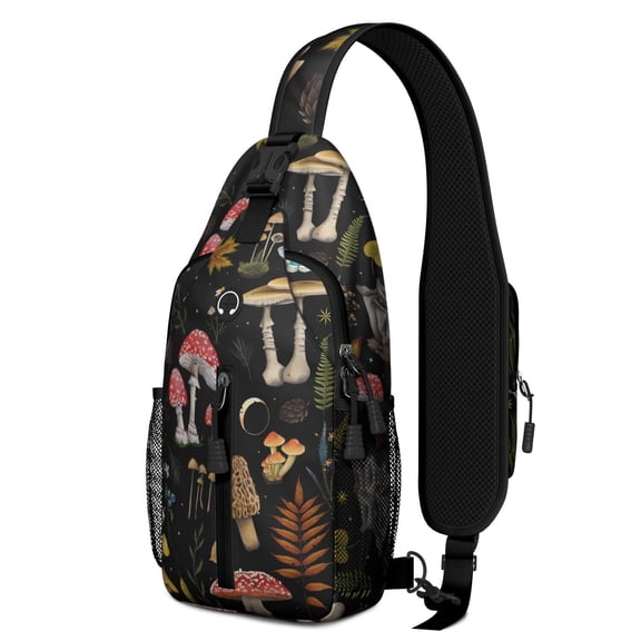 Hippie Retro Floral Crossbody Shoulder Bag for Women Men – Stretch mesh side pocket, Anti-theft back pocket, Durable polyester – Tribal Style Nordic Style Boho chic Design for Travel, Hiking, Outdoor