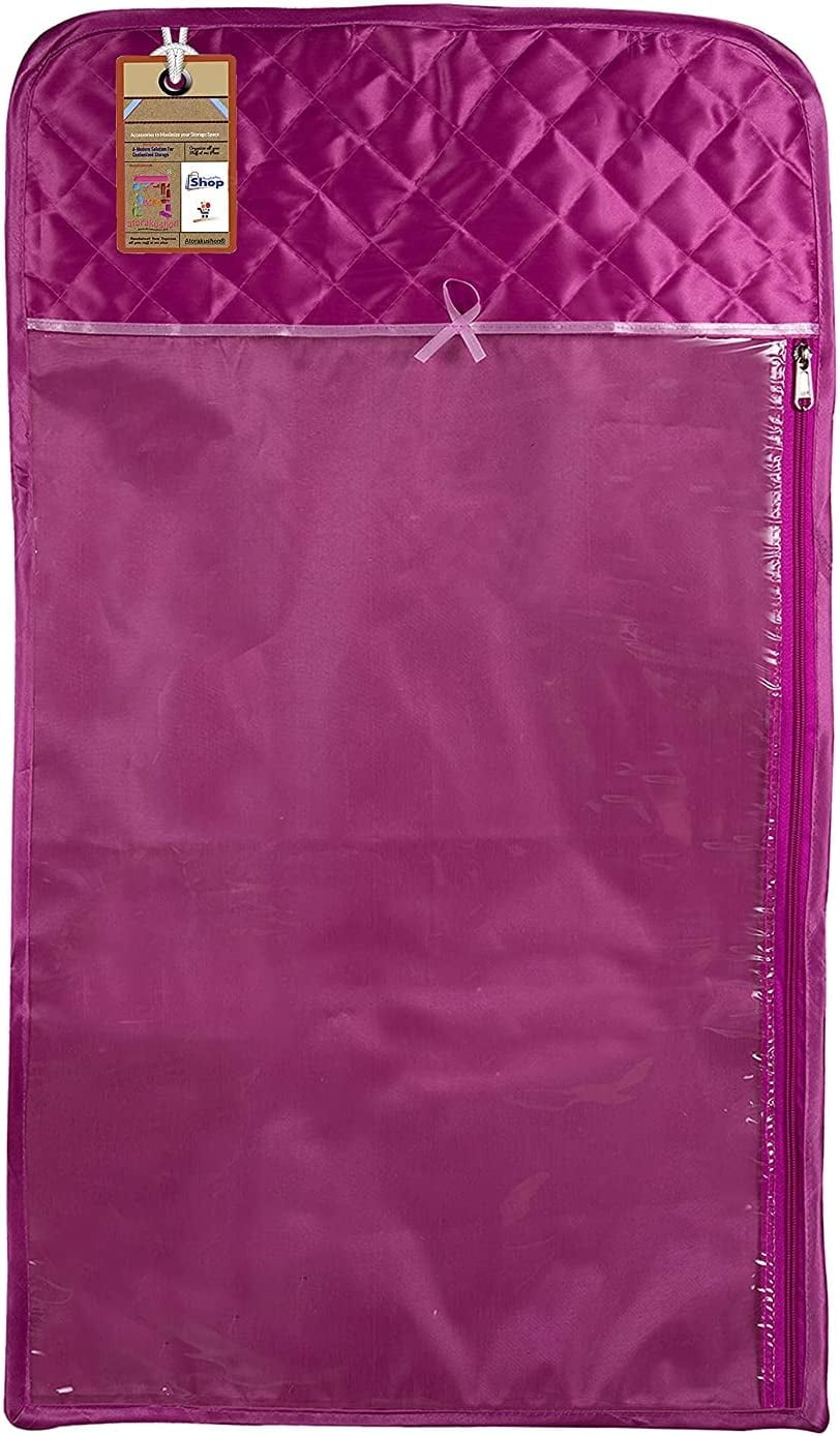 atorakushon 30'' Hanging Garment Suit Bags Storage Clothes Cover with Clear Window Zipper Closet for Tuxedos Shirts Fur Coats Pack of 12 Purple