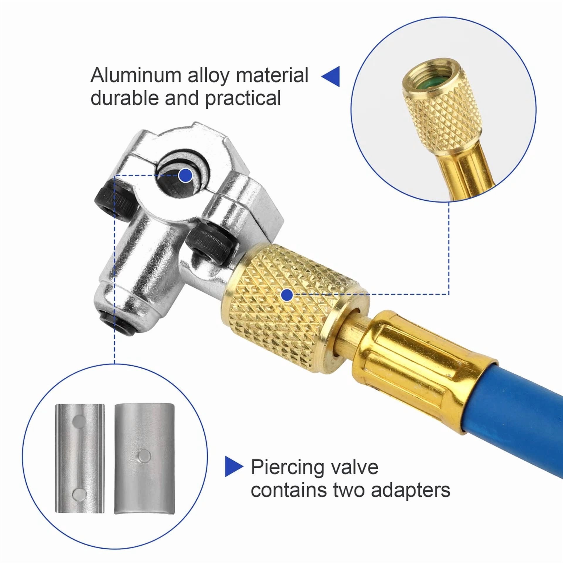 CIRCLE- Bpv31 Bullet Piercing Tap Valve Kit Refrigerator Fluoridation W/ Pressure Gauge