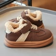 thumbnail image 5 of Children's Casual Sports Shoes with Fleece Lining Soft Sole Winter Warm British Style Fashion Sneakers for Big Kids Girls and Boys, 5 of 6