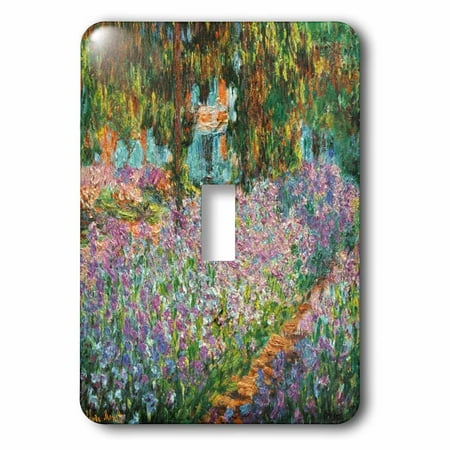 - 3dRose Print of Monet Painting Irises In Garden, Double Toggle Switch