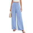 thumbnail image 2 of Tqcoqu Wide Leg Pants for Women Comfy High Waisted Summer Flowy Lounge Pant Trendy Vacation Clothes,Sky Blue,Women's S-XXL, 2 of 10
