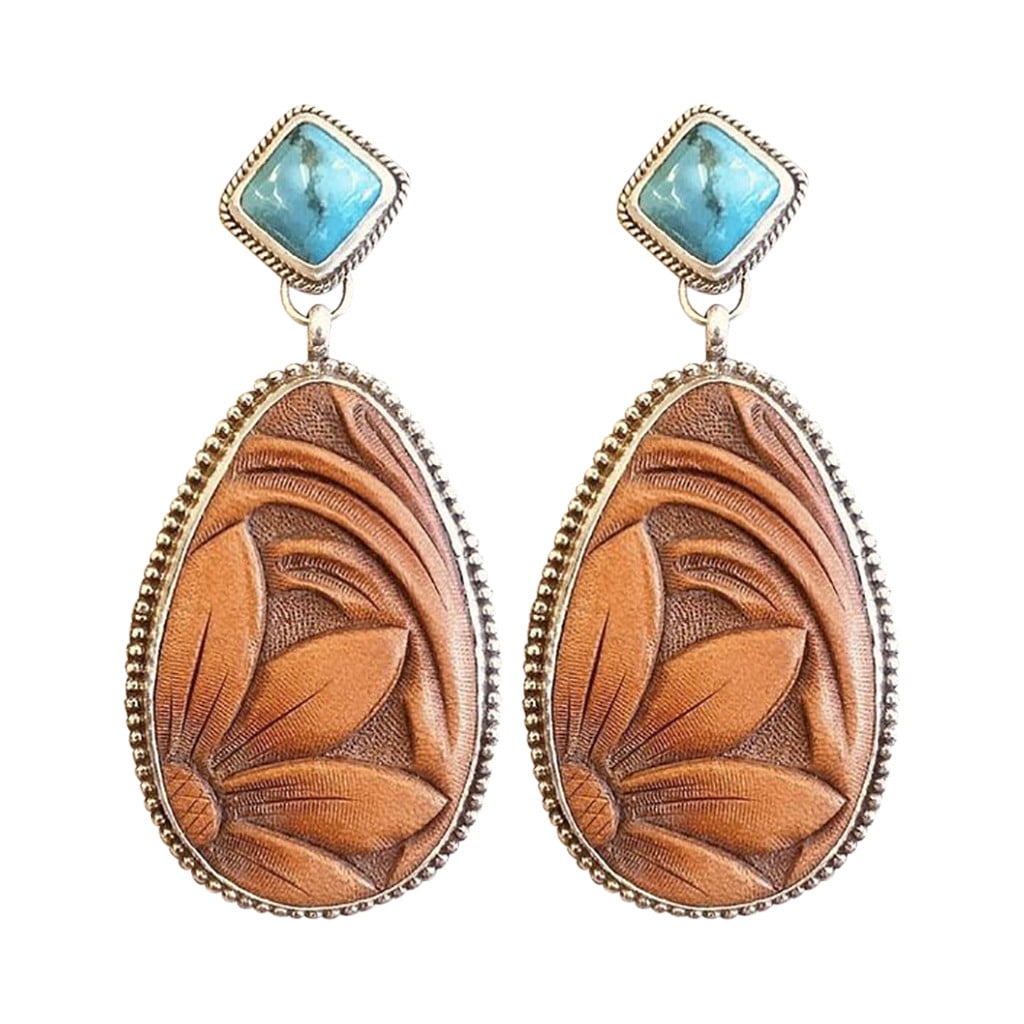 ANNA Vintage Boho Turquoise Gemstone Drop Dangle Hooks Earrings Wedding Engagement