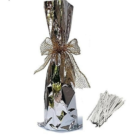 - 20 / Tall Wine Bags / Twist tie, Metallic Mylar Bottle size 6-1/2