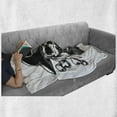 thumbnail image 6 of Skull Smoking Soft Flannel Fleece Throw Blanket, Pirate Skeleton Portrait Sketch Wearing Eye Patch and Captain Hat, Cozy Plush for Indoor and Outdoor Use, 60" x 80", White Charcoal Grey, by Ambesonne, 6 of 6