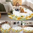 thumbnail image 5 of Sunflower Round Area Rug 6Ft Washable Circle Rugs for Bathroom Office, Summer Eucalyptus Botanical Spring Floral Non-Slip Carpet Floor Mats Indoor Outdoor Carpet Runner Aesthetic Home Decor, 5 of 8