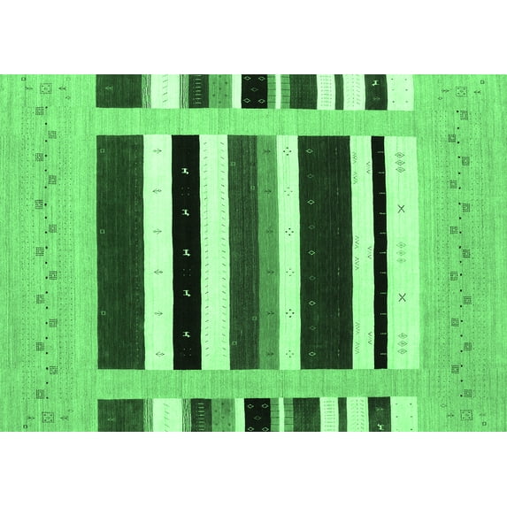 Ahgly Company Indoor Rectangle Abstract Emerald Green Contemporary Area Rugs, 7' x 10'