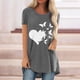 thumbnail image 3 of Mujeres moda Casual impresión camisas manga corta suelta Tee Tops túnica blusa Pompotops hfajkhk136488, 3 of 4