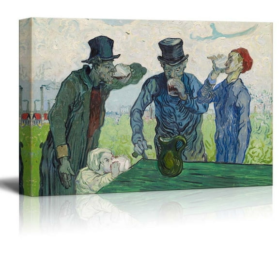 The Drinkers by Van Gogh Giclee Canvas Prints Wrapped Gallery Wall Art | Stretched and Framed Ready to Hang - 16" x 24"