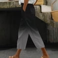 thumbnail image 2 of Outfmvch Linen Capri Pants for Women Pull On Elastic Summer Beach Pant Outfits Paper Bag Pants Pedal Pushers for Women Beach Pant Gauze Pants Gauchos for Women Cotton Linen Casual Summer Black S-2XL, 2 of 5