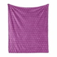 thumbnail image 1 of Floral Soft Flannel Fleece Throw Blanket, Floral Lace Looking Ornamental Image on Fuchsia Bohemian Triangles, Cozy Plush for Indoor and Outdoor Use, 60" x 80", Fuchsia and White, by Ambesonne, 1 of 6