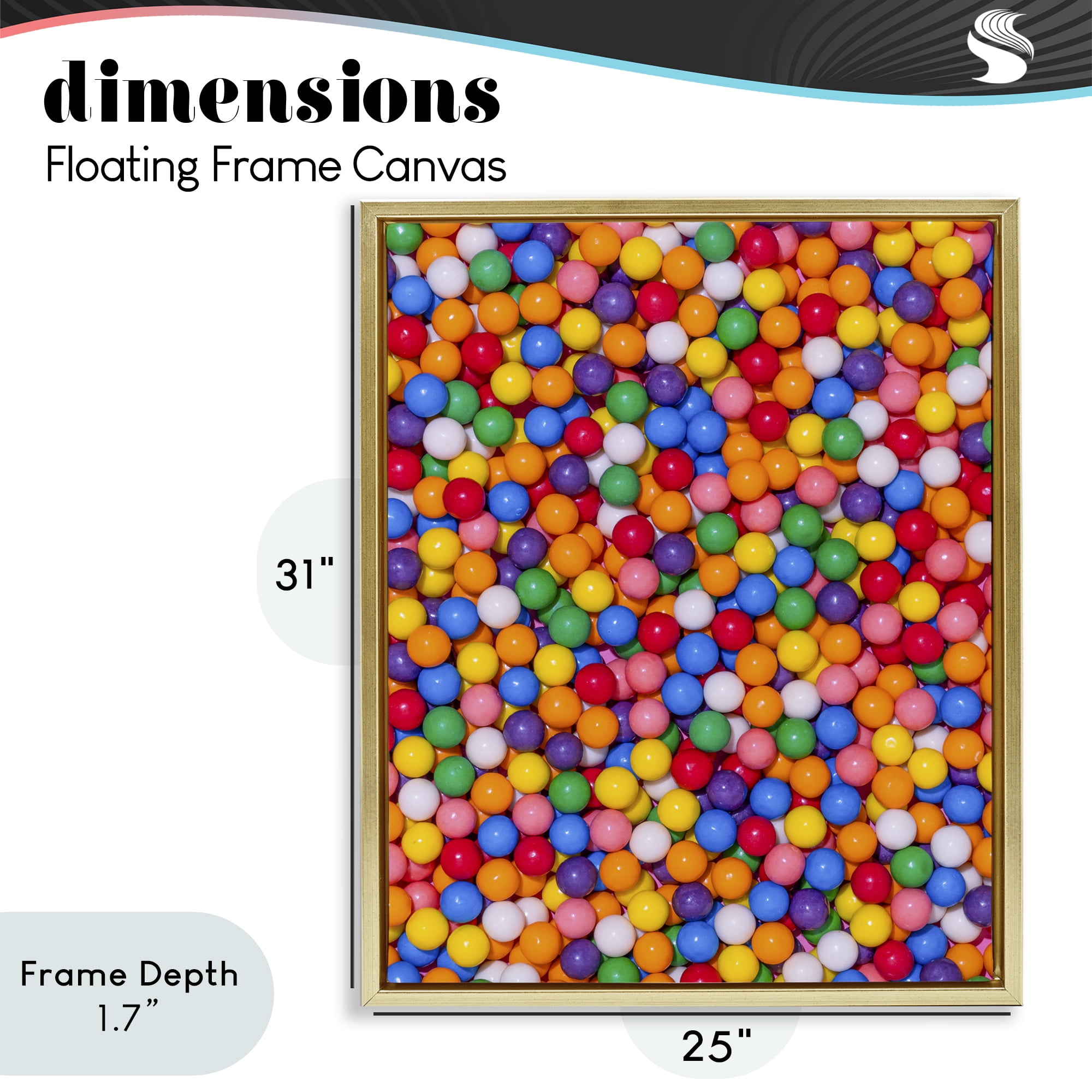 Stupell Industries Colorful Gumballs Close Up Gold Framed Floater Canvas Wall Art, design by LISH Creative