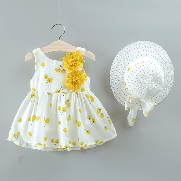 Easter Dresses for Baby Girls Clothes Kid Dress Hat Princess Outfits Cherry Printed Toddler Girl Set Baby Girls Dress Skirt
