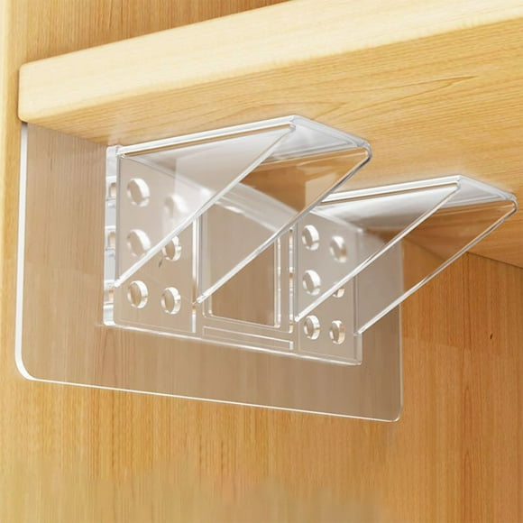 pstuiky Support d'Étagère Sans Perçage en Acrylique Transparent, Montage Adhésif Sans Outils, Soutien de Poids Solide, Orthèses de 3 mm d'Épaisseur, Ensemble de Tailles 7X7X5Cm et 14X7X5Cm
