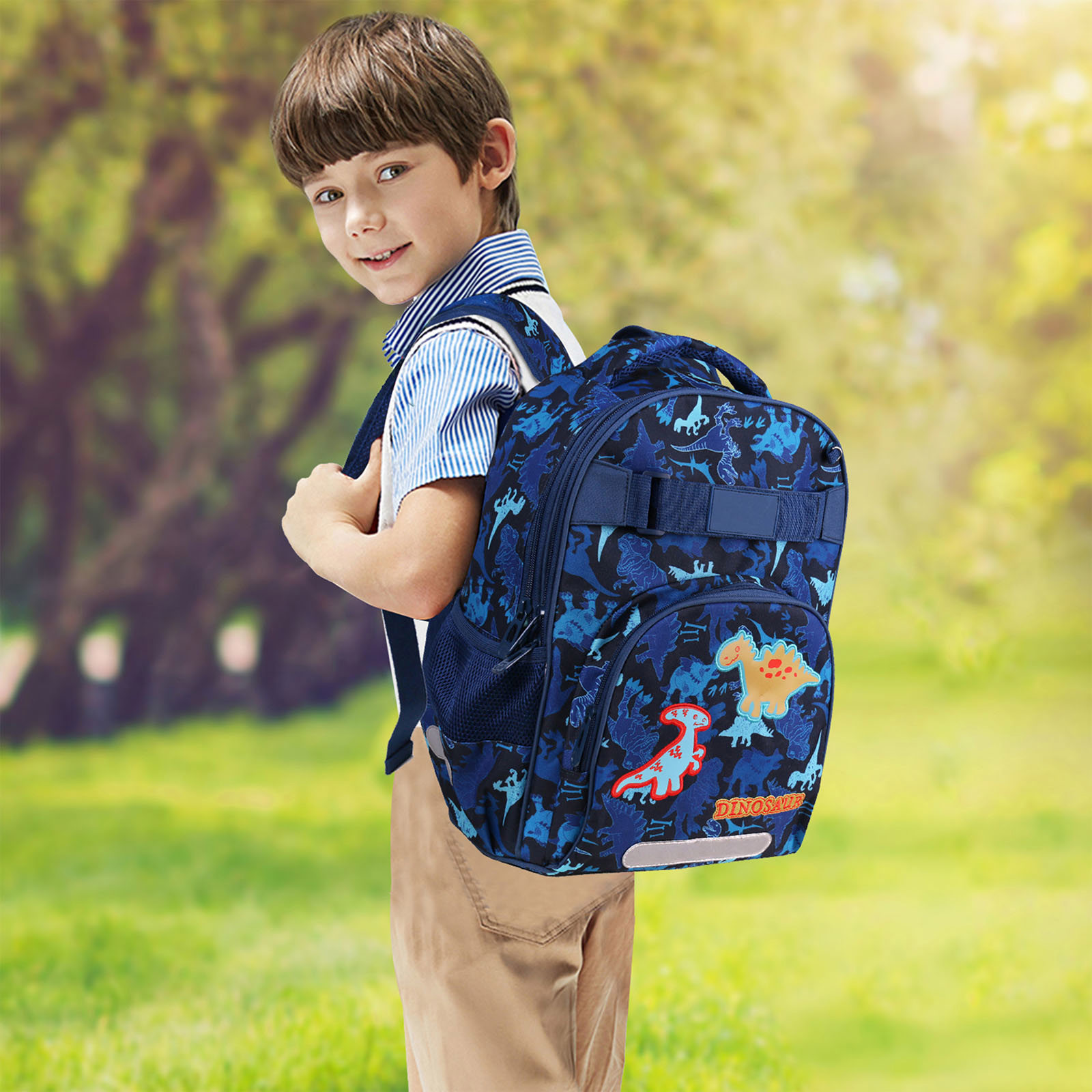lvyH Kids School Backpack Unicorn Dinosaur Waterproof Schoolbag with Pencil Case Boys Girls Travel Outdoor,Blue - image 5 of 8
