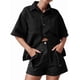 thumbnail image 2 of Conjuntos de 2 Piezas para Mujer: Camisa Vaquera Azul de Corta con Botones y Pantalones Cortos de Mezclilla de Cintura Alta. Negro XL, 2 of 6