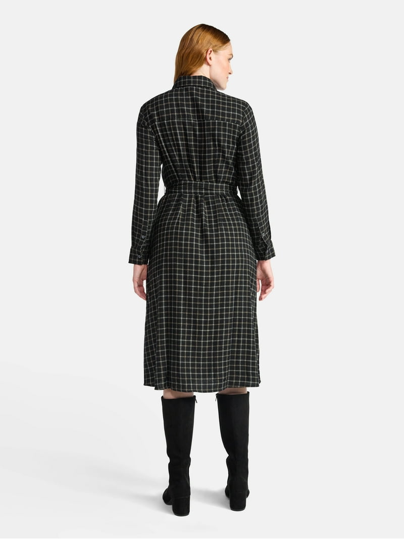 Time and Tru Women's Plaid Shirt Dress with Long Sleeves, Sizes XS-XXXL -  Walmart.com