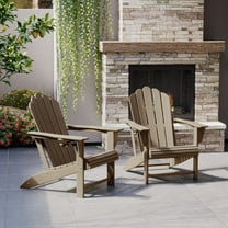 WestinTrends Highland Outdoor Patio HDPE Adirondack Chairs With Cup Holders (Set of 2), Weathered Wood