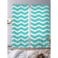 thumbnail image 4 of Sheer Curtains 84 inches Long 2 Panels Set Geometric Striped Pattern Light Filtering Sheer Drapes Rod Pocket Window Curtains for Living Room/Bedroom, Turquoise White Wave Pattern, 4 of 8