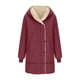thumbnail image 5 of Parkas de manga larga para mujer, abrigo largo reversible con cremallera y bolsillos de color liso, informal, de invierno, blusa de poliéster para mujer, 5 of 5