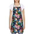 thumbnail image 2 of Fuzoiu Colorful Flowers Print Waterproof Apron, Kitchen Apron for Women Men Chef, Apron for Christmas Dinner Party Cooking Baking Crafting House Cleaning Kitchen, 2 of 7