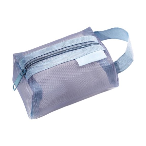 Mesh Cosmetic Bag Square Transparent Makeup Travel Storage Pouch Organizer for Makeup Brushes Toiletries Small Items Zippered Mesh Purse Carry Case Storage Box Portable Mesh Bag