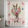 thumbnail image 5 of Easter Bunny Shower Curtain Set, Waterproof Shower Curtains for Bathroom, Cute Rabbits Spring Daisy Flowers Retro Beige Washable Fabric Bath Curtain for Bathtub Decoration with Hooks 48x72 Inches, 5 of 9