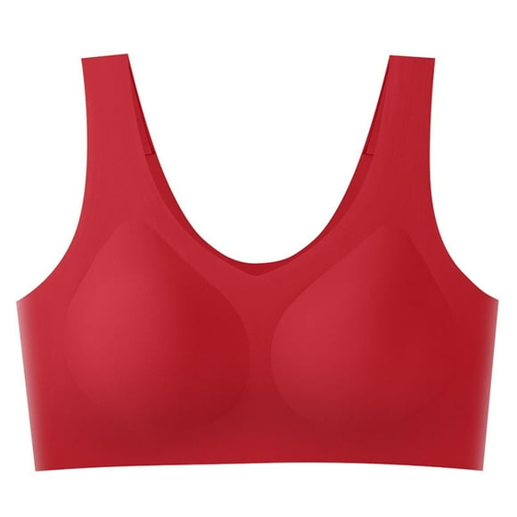 Women's Everyday Wireless Bra Smooth Full Coverage Shaper Bralettes Daily Comfort No Steel Underwear Bras (One Size, Red)