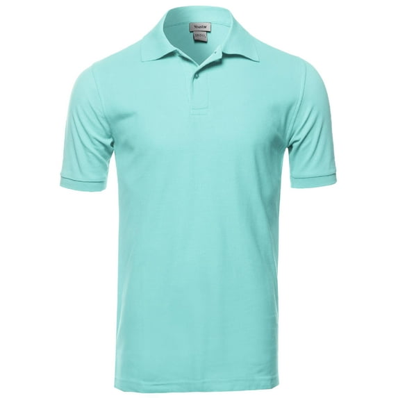 FashionOutfit Men's Solid Short Sleeves Two Button Placket Long Line Polo Shirt
