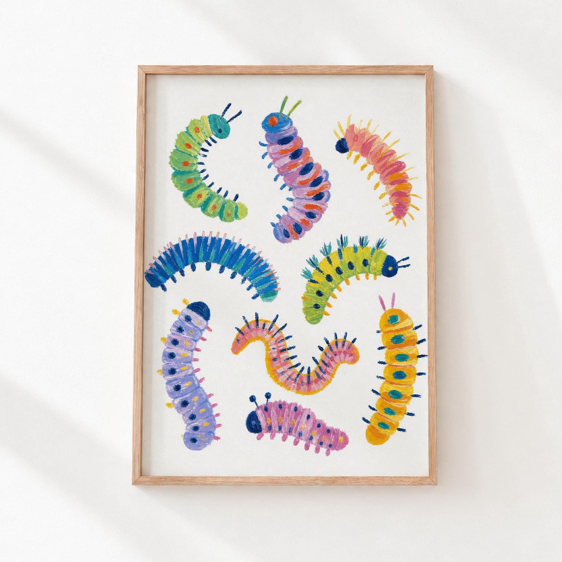 Rainbow Caterpillars Bright Playroom Nursery Decor Wall Art