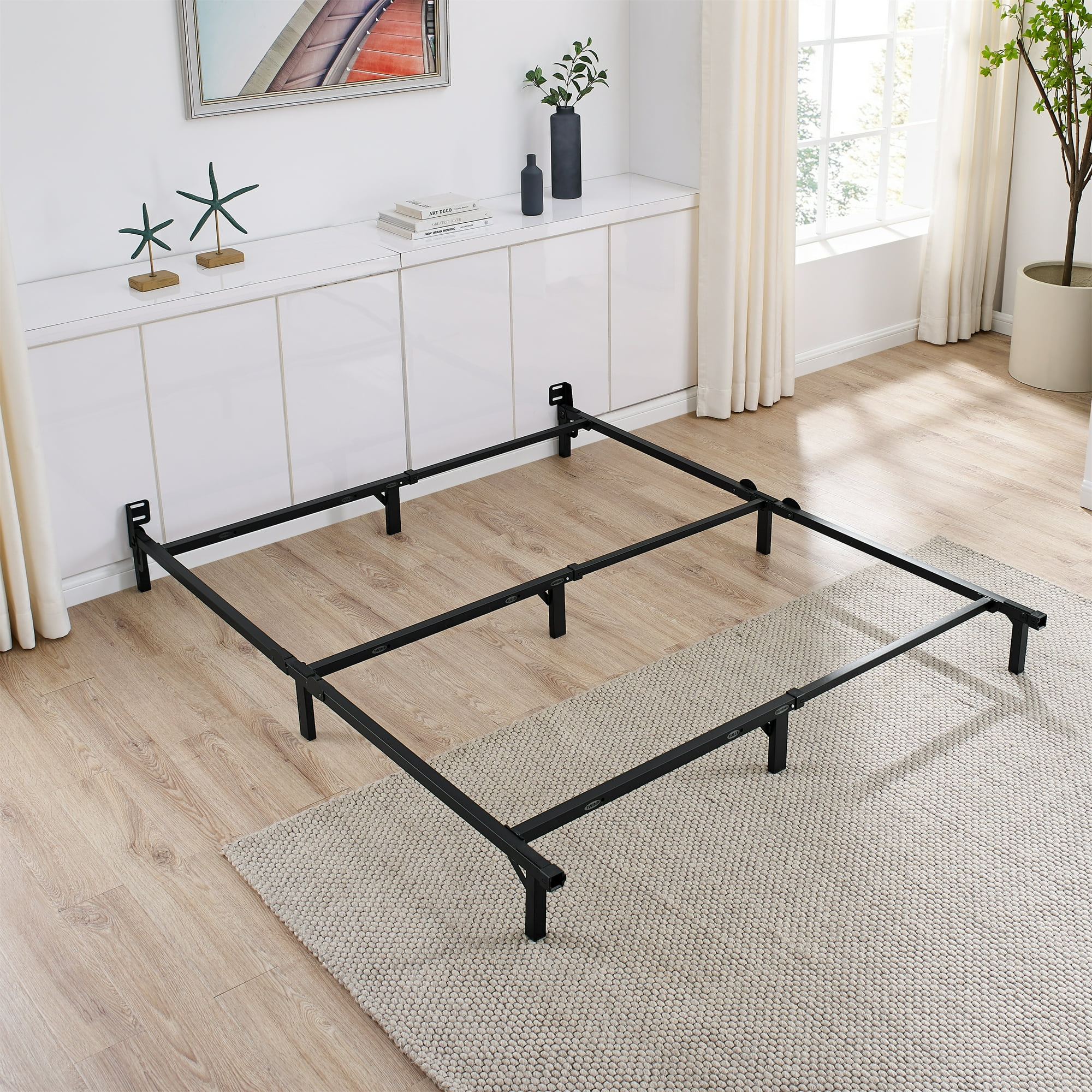 Mainstays Adjustable Metal Bed Frame, Twin/Full/Queen, 7 in, Black, Box Spring Required