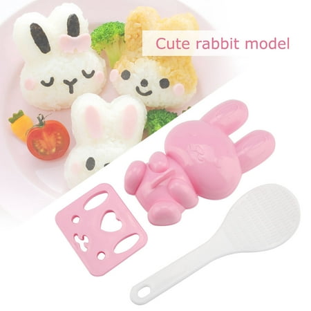 YLSHRF 3pcs Food-grade PP Cartoon Rabbit Model Sushi Rice Mold DIY Handicraft Onigiri Make Tool, Rice Mold,Sushi Rice (Best Way To Make Sushi)