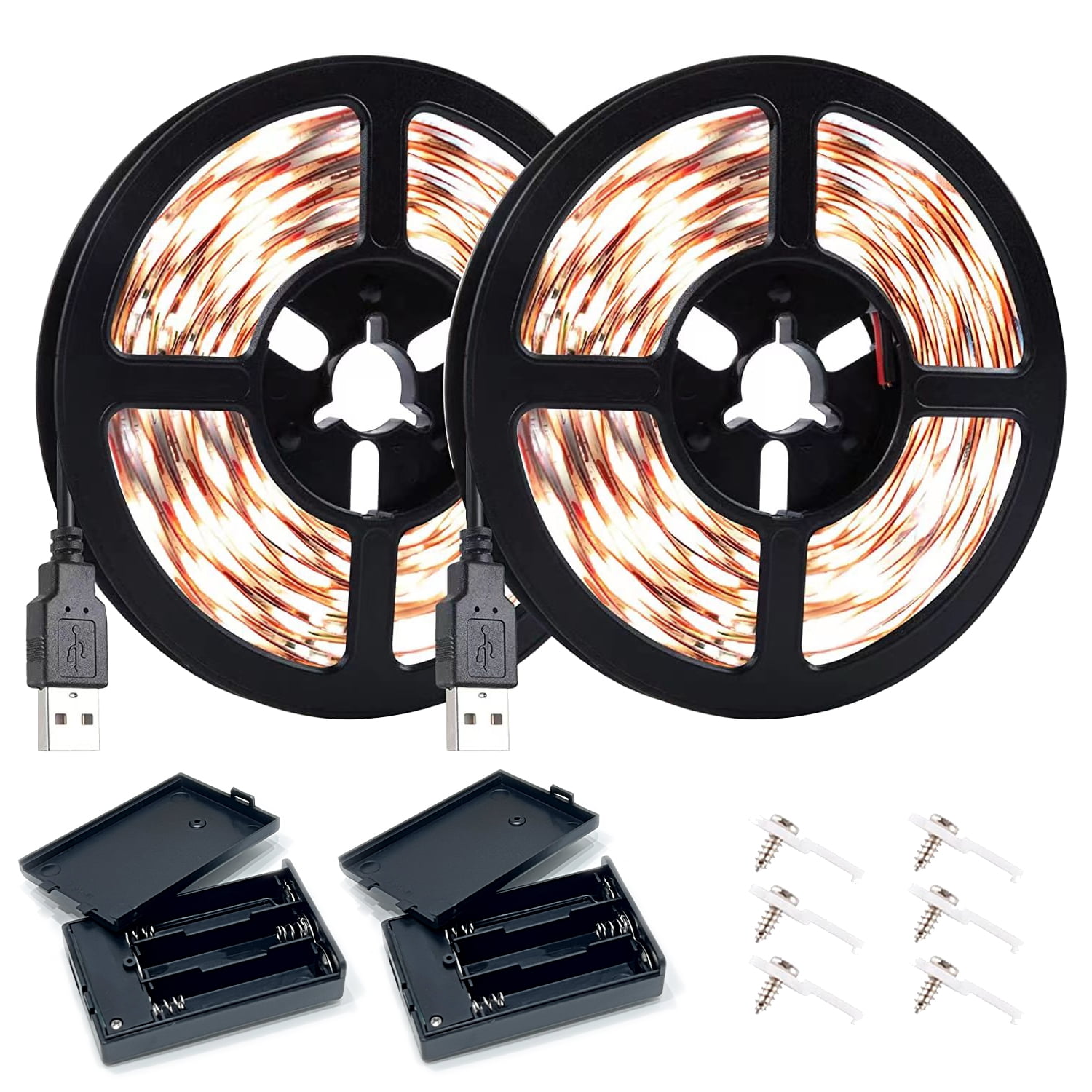 JUNWEN Battery Powered Led Strip Lights, 13.2ft/6.6ft Flexible USB Led