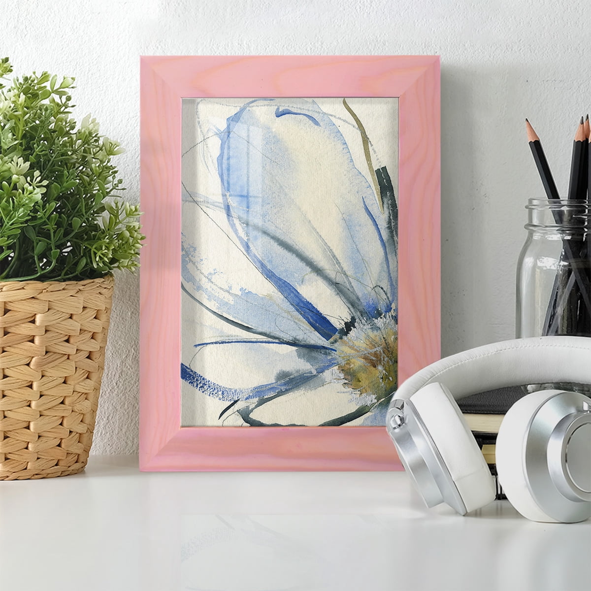 Cobalt & Paynes Petals I - Framed Print w/glass - Sunset Pink