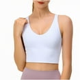 thumbnail image 3 of Sports Bra for Women Girls Yoga Bras Solid Sleeveless Cold Shoulder Casual Tanks Blouse Tops V-Neck Convertible Bra Feature Hook and Eye Closure Bralette Bra Style Y-542 , White L, 3 of 5