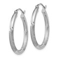 thumbnail image 2 of Sterling Silver Rhodium-plated 2.50mm Satin Diamond-cut Hoop Earrings, 2 of 3