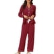 thumbnail image 2 of Pijamas de mujer INSPIRE CHIC, conjunto de loungewear de modal con botones, mangas largas y pantalones, talla XS, rojo, 2 of 5