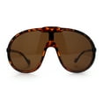 thumbnail image 3 of Super Oversized Curved Top Shield Racer Plastic Fashion Sunglasses Tortoise - Brown, 3 of 8