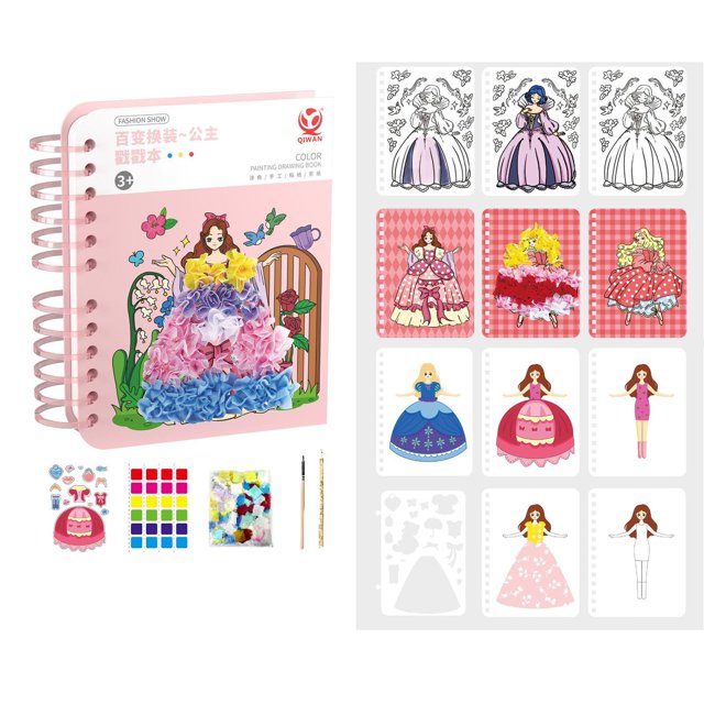 Pasta para Cambiar de Ropa Perfecl Juguete Educativo Libro de Pegatinas Reutilizable Princesa Estilo C