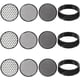 thumbnail image 1 of 3 juegos/8 Uds de tamiz redondo para jardín-tamiz de suelo negro 3 en 1 con 3 tamaños de malla intercambiables-herramientas de tamiz de jardinería para tamizar piedras de tierra y abono (11, 2 Cm/4,, 1 of 5