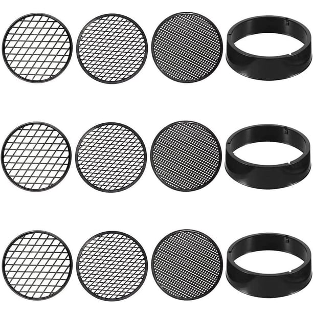 3 juegos/8 Uds de tamiz redondo para jardín-tamiz de suelo negro 3 en 1 con 3 tamaños de malla intercambiables-herramientas de tamiz de jardinería para tamizar piedras de tierra y abono (11, 2 Cm/4,