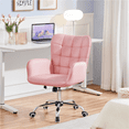 thumbnail image 2 of Yaheetech Modern Faux Leather Office Chair with Padded Armrests,Pink, 2 of 8