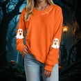 thumbnail image 2 of felwors Sweatshirts Halloween Ghost for Women Funny Long Sleeve Graphic Pullover Tops Cute Crewneck Sweater Orange, XXL, 2 of 5