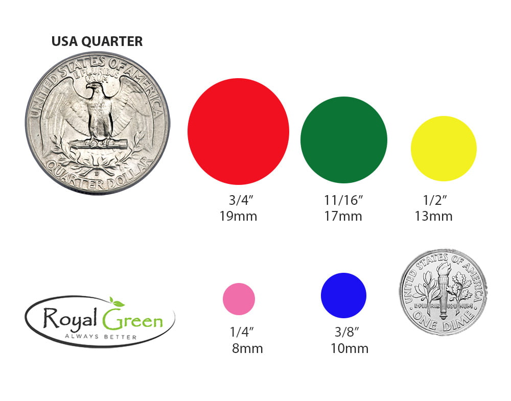 Royal Green Color Coding Labels 1/2" Round 10 Colors Available 400 Pack 5 Sheets 