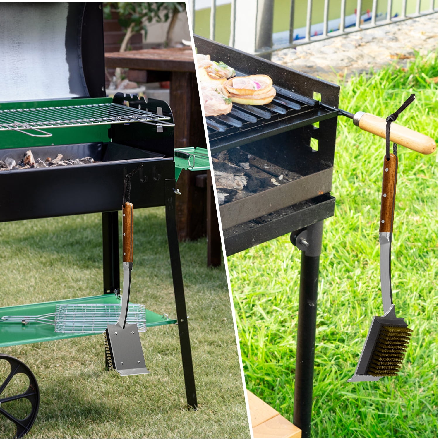 ENLOY 17" Grill Brush and Scraper, BBQ Brush for Grill with Replaceable Brush Head, Heavy-duty Grill Brush for Any Grill