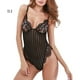 thumbnail image 1 of Mujeres Sexy Body de encaje de pestañas Malla Rayas Ropa interior Ropa de dormir, Negro, L Methold XX000173-05, 1 of 7