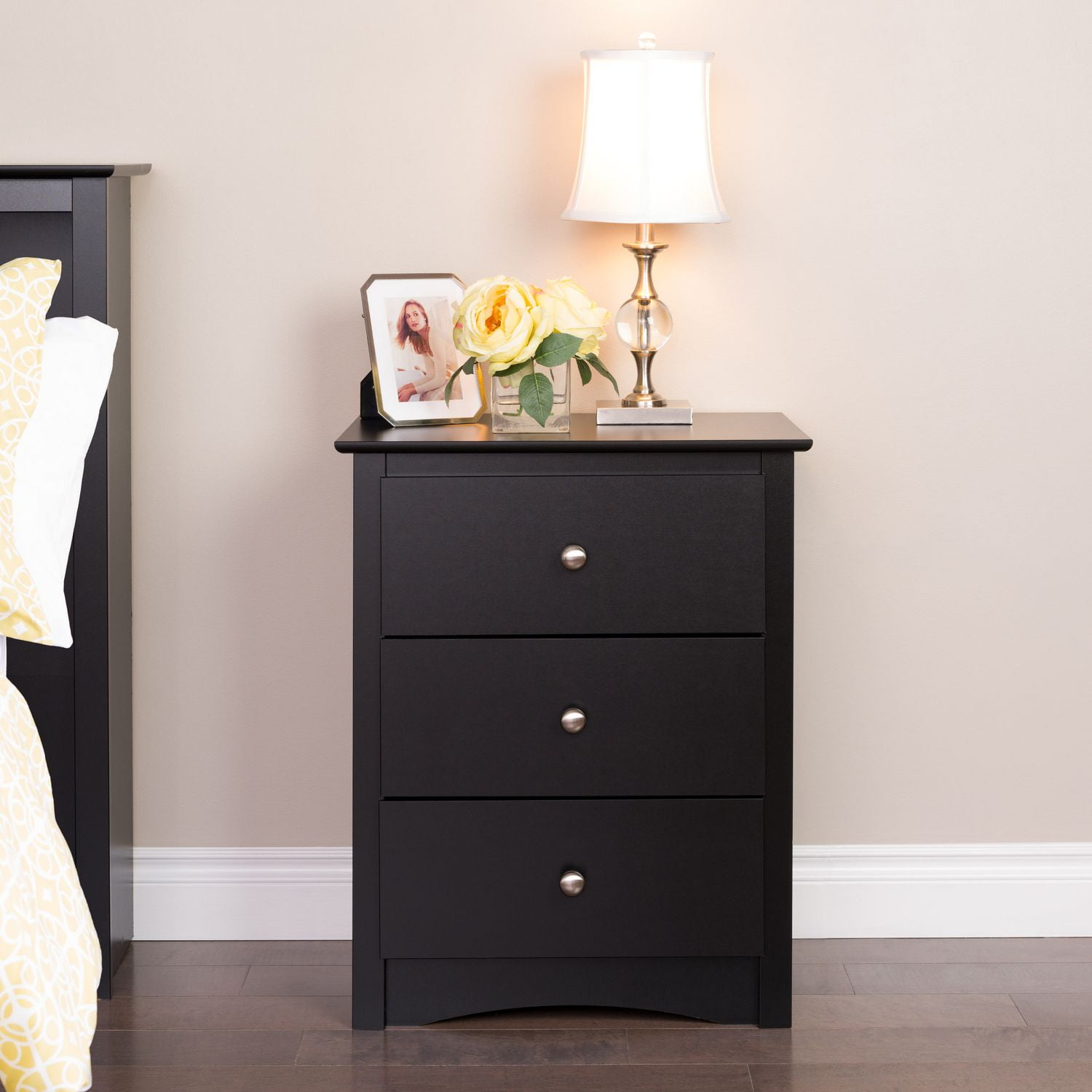 Prepac 23 in W x 29 in H x 16 in D Sonoma 3-Drawer Tall Nightstand