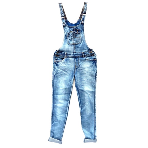 Jack David Women's Blue Skinny Stretchy Denim Overalls